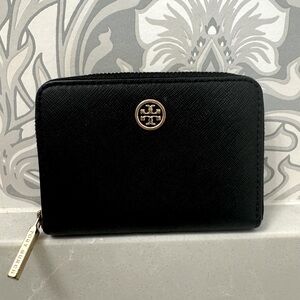 Tory Burch Mini Wallet, Black Leather
